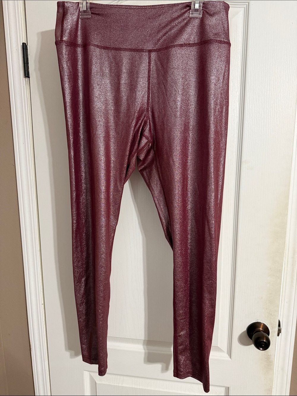 tek gear Metallic Burgundy Workout Leggings